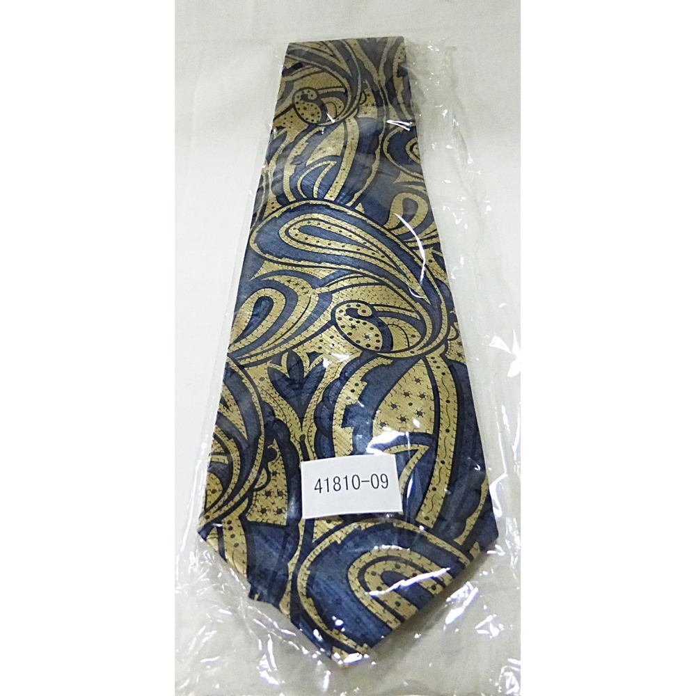 Irvine park men tie new silk blue gold Paisley artsy Career Academia Preppy